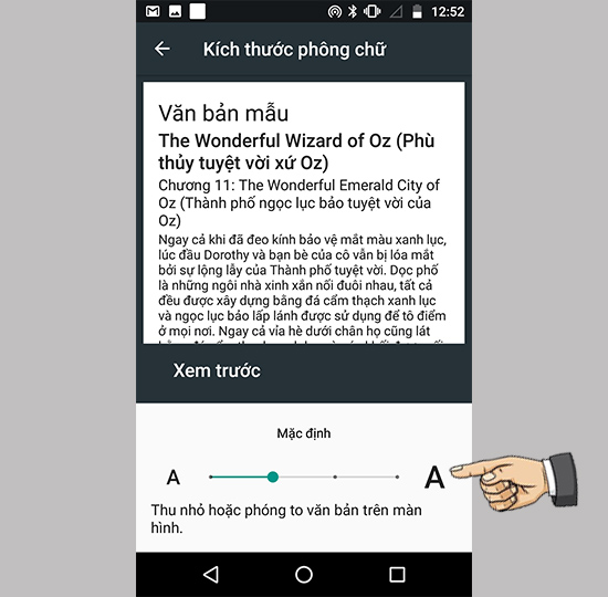 Điều chỉnh kích thước phông